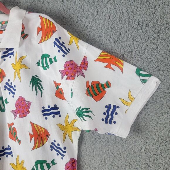 Picone Sport Polo Shirt Womens Large Tropical Fish Colorful 100% Cotton Collared - Picture 8 of 15